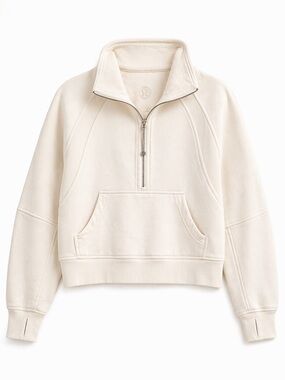 Lululemon Scuba Funnel Neck Half Zip M/L Cropped Cream